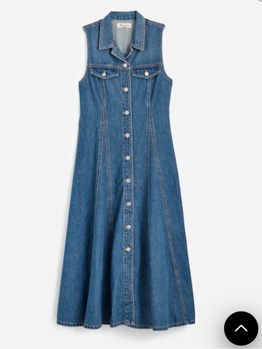 Madewell Sleeveless Denim Midi Dress in Medium Blue - Picture 2 of 6